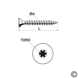 Vite legno, testa svasata Torx